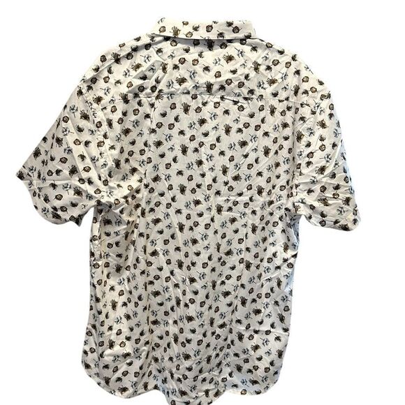 NWT Stitch Note Men's White Woven Button Down Cotton Print Shirt Short Sleeve 2X - Picture 2 of 8
